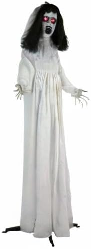 Haunted Hill Farm Life-Size Scary Demon Bride Halloween Animatronic with Touch Activated Lights and Sound, Battery Operated Indoor or Covered Outdoor Halloween Decorations for Home or Haunted House