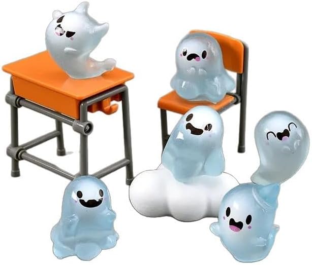 32 Sets Halloween Mini Ghost Figures with Box, Glow in The Dark Mini Resin Ghosts, Luminous Ghost Miniature Resin Figurines for Halloween Party Favors (1PCS F)