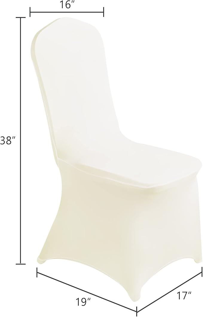 SUPERO Waterproof Spandex Chair Cover 12PCS, Stretch Dining Chair Covers, Polyester Outdoor Chair Covers, Protector Stretch Chair Cover for Party Universal, Banquet, Wedding Event, Hotel(Ivory)