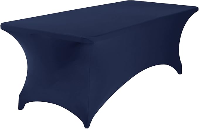2Pack Spandex Waterproof Table Covers 8ft,Spandex 8ft Waterproof Table Cover for Party,Wedding, Banquet, and Events(Navy)