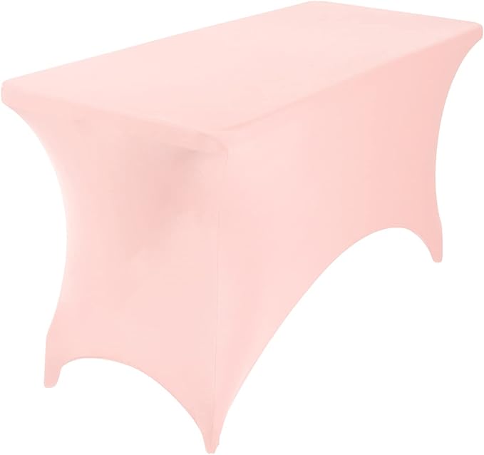2Pack Spandex Waterproof Table Covers 4ft,Spandex 4ft Waterproof Table Cover for Party,Wedding, Banquet, and Events(Blush Pink)