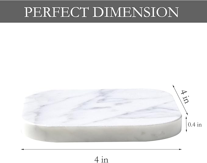 ๐๐ฎ๐ฑ๐ฎ๐ซ๐ฒ ๐๐ญ๐๐ฅ๐ข๐๐ง 100% Marble Tile Coasters โ Set of 4 โ Square Modern Bar Coasters for Drinks, Coffee โStone Holder for Home Dรฉcor, Housewarming Gifts (Carrara White)