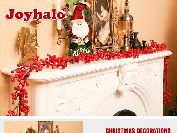 Joyhalo Red Berry Garland - 8.9 FT Christmas Holly Berry Vine for Christmas Tree, Winter Berry Garland for Mantle Xmas Tree Window Door Hanging Indoor Outdoor Holiday Decoration
