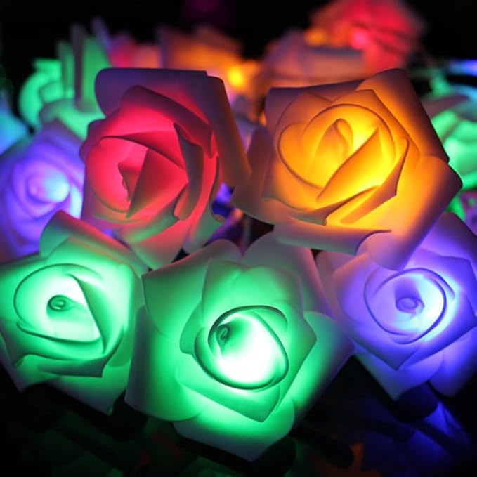 Everlasting Splashes LED Rose Flower Fairy String Lights Battery Operated Warm Flashing Light for Romantic Proposal Wedding Party Birthday Christmas Thanksgiving DIY Indoor Outdoor Decorations (Pink)