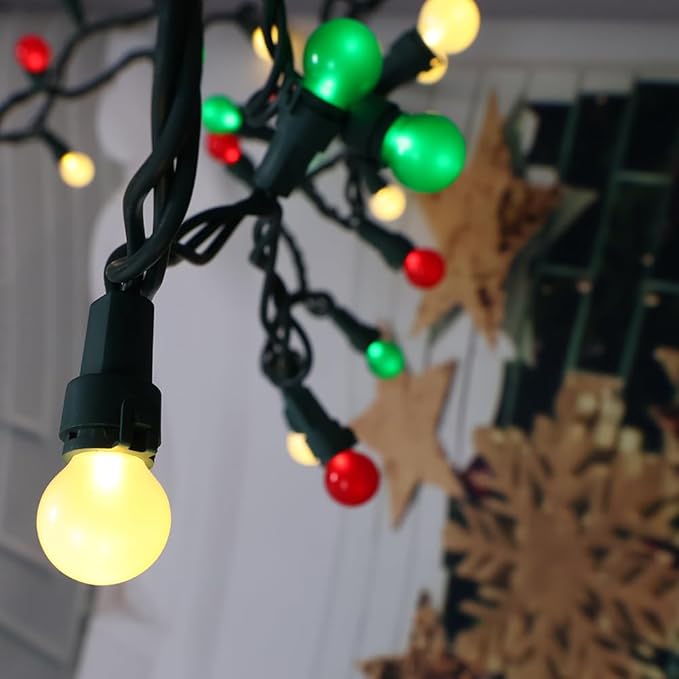 Red White and Green Christmas Lights G15 70 LED Globe String Lights Plug in Christmas Decor String Lights Outdoor Indoor for Tree Patio Party Garden Yard Gazebo Wedding