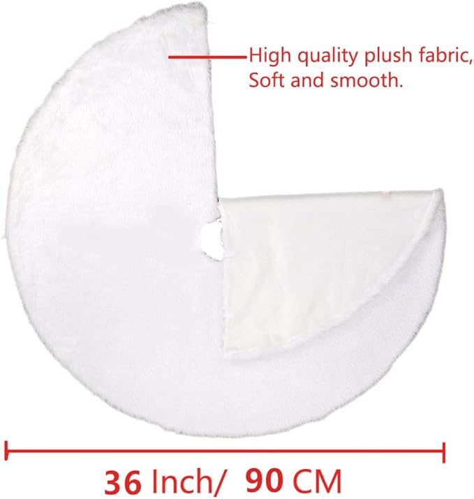 AISENO 36 Inch Christmas Tree Plush Skirt Decoration for Merry Christmas Party Faux Fur Christmas Tree Skirt Decorations