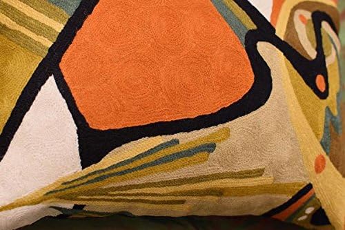 Lumbar Modern Pillow Cover - Kandinsky in Flow Burnt Orange Abstract Farmhouse Pillowcase Modern Chair Cushion Contemporary Outdoor Cushions Hand Embroidered Wool Size 14x20