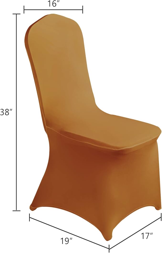 Waterproof Spandex Chair Cover 12PCS, Stretch Dining Chair Covers, Polyester Outdoor Chair Covers, Protector Stretch Chair Cover for Party Universal, Banquet, Wedding Event, Hotel(Gold)