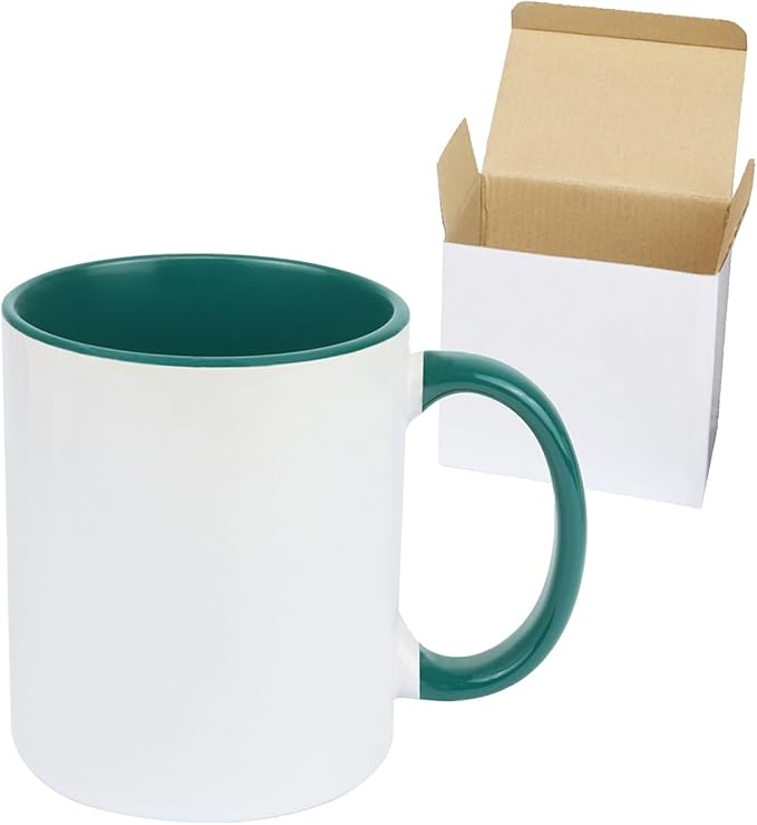 11oz White Ceramic Sublimation Coffee Mug in White Gift Box, 6 New Mixed Colors, Case of 36