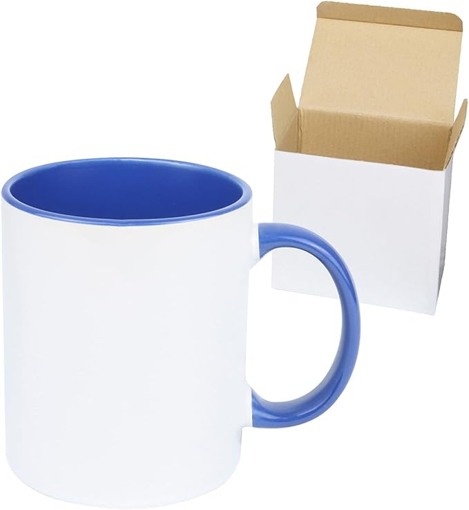 11oz White Ceramic Sublimation Coffee Mug in White Gift Box, 6 New Mixed Colors, Case of 36