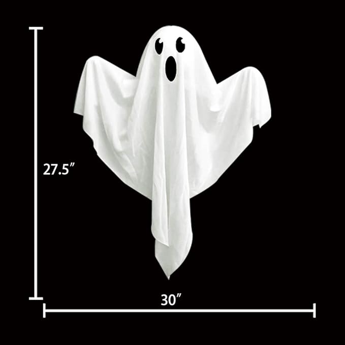 4 Pack Halloween Hanging Ghosts, 27.5 Inch with Light Up Ghost Kit for Indoor Outside Ornaments, Spooky Yard Tree Halloween Decorations Outdoor, Party Décor