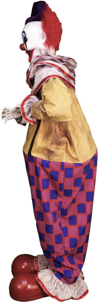 Haunted Hill Farm Motion-Activated Startling Arms Clown by Tekky, Talking Scare Prop Halloween Animatronic for Indoor or Covered Outdoor Creepy Halloween Decorations, Plug-in or Battery Operated