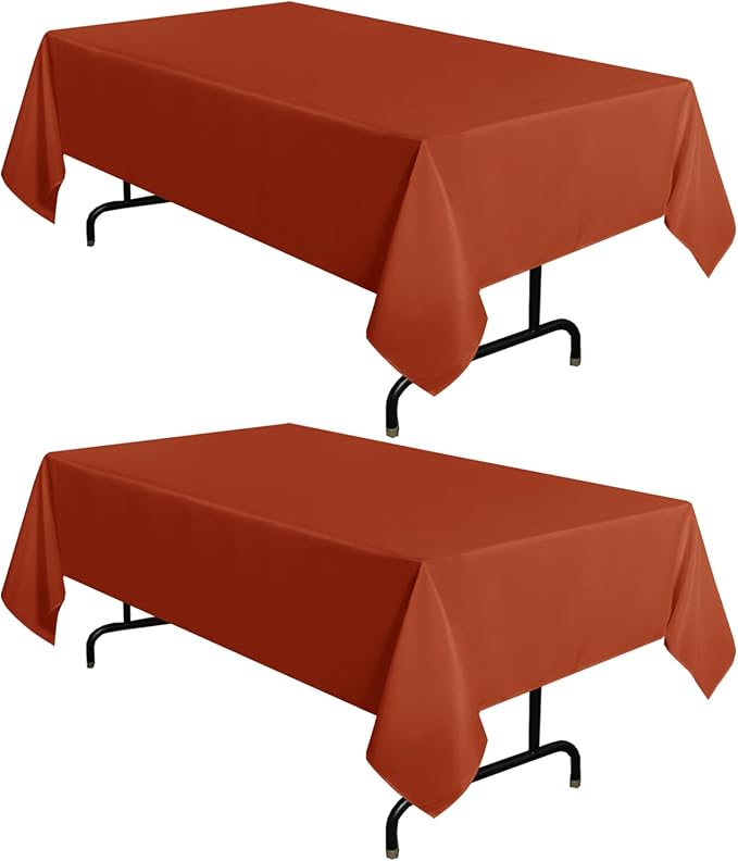 sancua 2 Pack Rust Tablecloth 60 x 102 Inch, Rectangle Thanksgiving Burnt Orange Table Cloth for 6 Feet Tables - Stain and Wrinkle Resistant Washable Polyester Table Cover for Dining Parties Camping