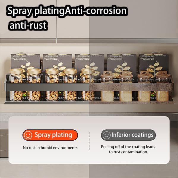 Spice Rack wall mounted 2 Pack,Suction Cups Spice Organizer for Cabinet,Large Capacity Metal Spice Shelf for Kitchen Cabinet, Pantry Doors, Bathroom, Shower, Home Decor(11.8 inch)