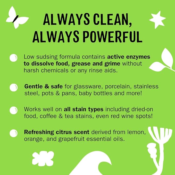 Molly's Suds Dishwasher Pods | Clean Dishwasher Detergent, Cuts Grease & Rinses Clean (Residue-Free) for Sparkling Dishes | 120 Auto-Release Tabs (Citrus)