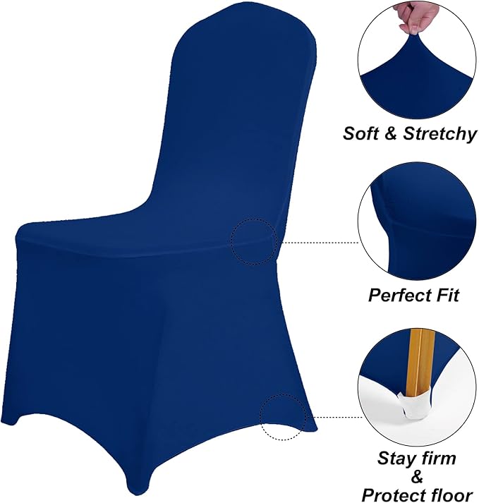 Waterproof Spandex Chair Cover 12PCS, Stretch Dining Chair Covers, Polyester Outdoor Chair Covers, Protector Stretch Chair Cover for Party Universal, Banquet, Wedding Event, Hotel(Classic Blue)