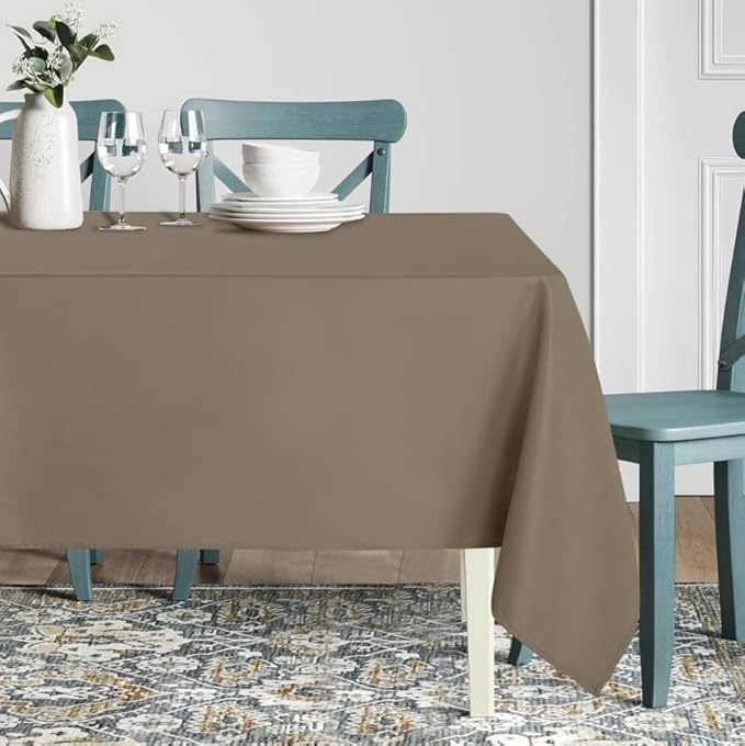 sancua Rectangle Tablecloth - 54 x 78 Inch - Stain and Wrinkle Resistant Washable Polyester Table Cloth, Decorative Fabric Table Cover for Dining Tables, Buffet Parties and Camping, Taupe