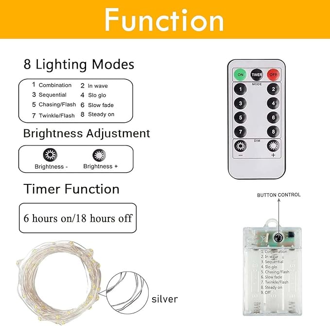 4 Pack Fairy Lights Battery Operated with Remote Control Timer, 26 FT 80 LED String Lights Outdoor Indoor, 8 Mode Twinkle Lights for Christmas Party Wedding Birthday Bedroom Decorations (Multicolor)