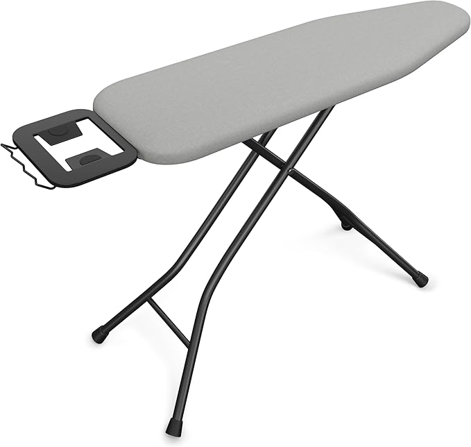 Yaheetech Foldable Ironing Board, Heavy Duty Iron Board with 9 Adjustable Heights, 4 Layer Cover and Safety Iron Rest, 52X14 Compact and Space Save Iron Board for Home Laundry Room Use, Gray