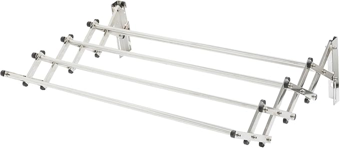 AERO W Racks Stainless Steel Wall Mounted Collapsible Laundry Clothes Drying Rack 60 Pound Capacity 22.5 Linear Ft