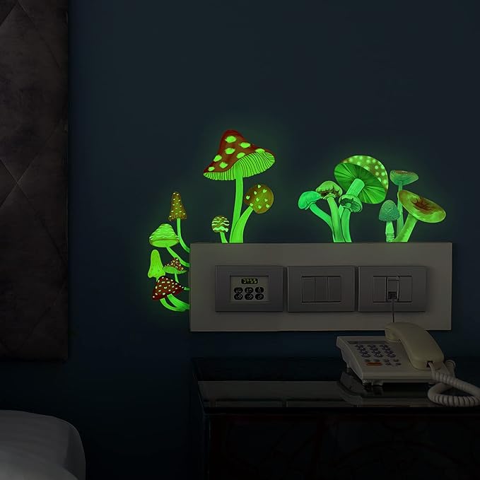 Luminous Window Wall Decals Switch Sticker Decoration Stickers for Home Office School Mushroom