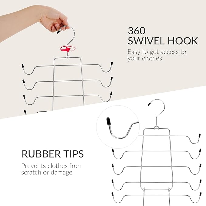 ZEDODIER 6 Pack Tank Top Hanger, Space Saving Bra Hangers, Non-Slip Hanging Sport Bras Holder, Closet Organizers and Storage for Camisoles Tank Tops Bras Ties Swimsuits Strappy Dress, Silver