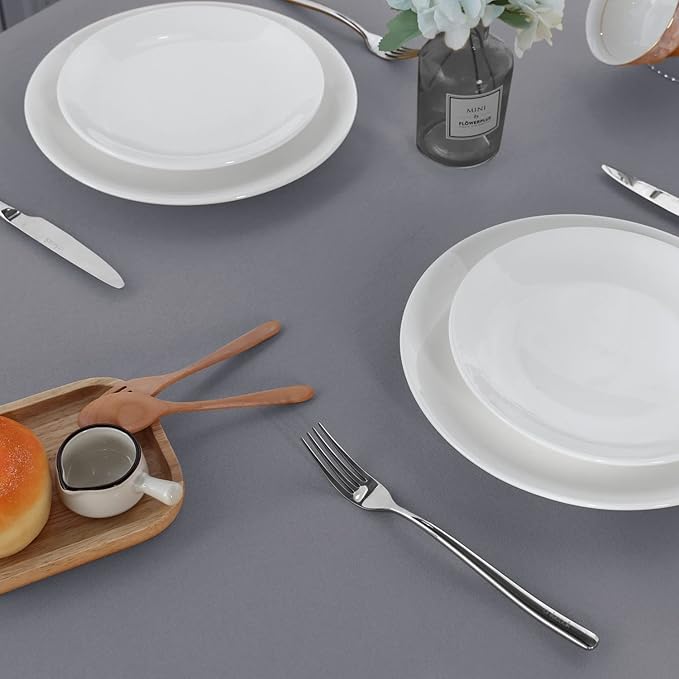 sancua 2 Pack Light Grey Tablecloth 60 x 84 Inch, Rectangle 4 Feet Table Cloth - Stain and Wrinkle Resistant Washable Polyester Table Cover for Dining Tables, Buffet Parties and Camping