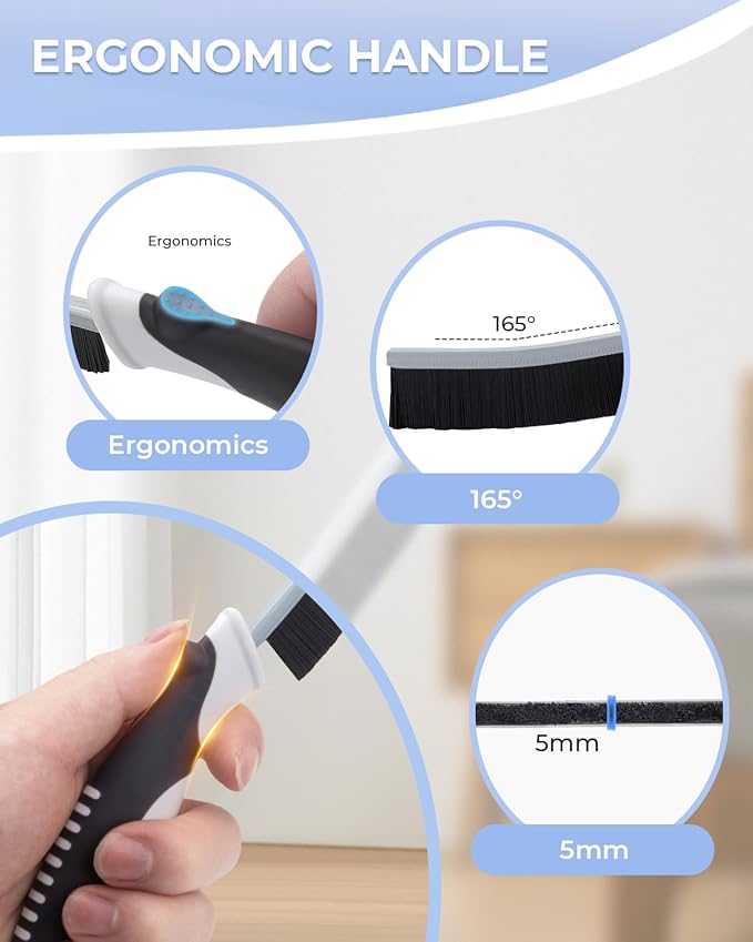 Crevice Cleaning Brushes, Scrub Brush for Hard to Reach Small Space, Home Essentials, Cleaning Supplies, Cleaning Tools for Household Use, Bathroom, Shower, Kitchen, Toilet, Window (3, Black)