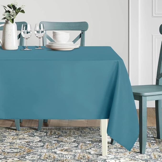 sancua Square Tablecloth - 54 x 54 Inch - Stain and Wrinkle Resistant Washable Polyester Table Cloth, Decorative Fabric Table Cover for Dining Tables, Buffet Parties and Camping, Teal
