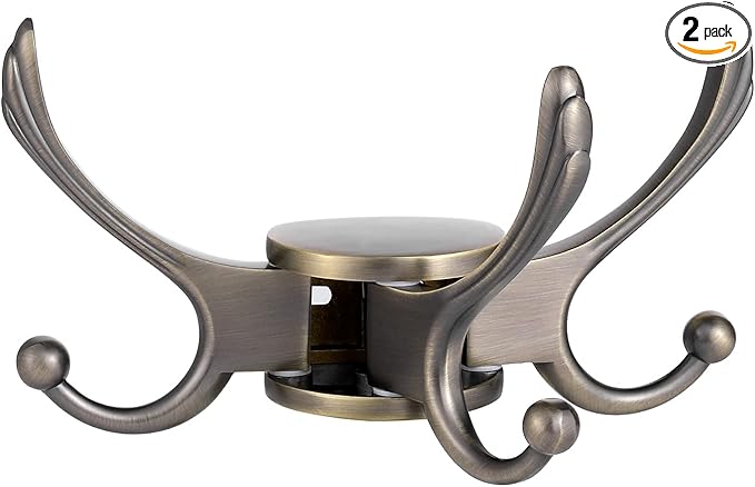 Swivel Coat Hook 2 Pack Heavy Duty Space Saving Towel Rope Hook Wall Mount Triple Swing Arms for RV Bathroom Kitchen Garage,Rustic Bronze