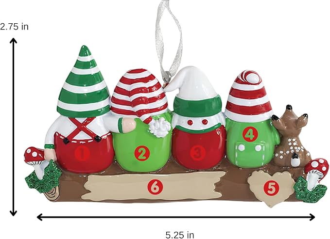 2025 Family Christmas Ornament β Personalized Ornament for Families β Custom Gnome Family Ornament β Holiday Tree Decoration Keepsake Gift (Family 4)