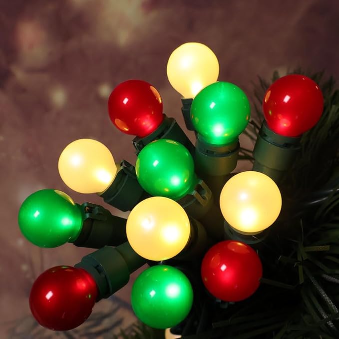 Red White and Green Christmas Lights G15 70 LED Globe String Lights Plug in Christmas Decor String Lights Outdoor Indoor for Tree Patio Party Garden Yard Gazebo Wedding