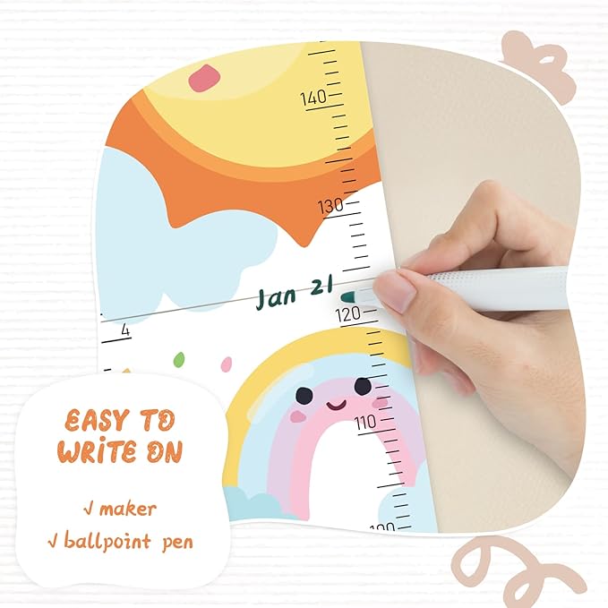 Personalized Name Growth Chart for Wall, Sun Rainbow Height Chart for Kids, No-Drill Growth Chart for Wall, Perfect as Kids Room Decor & Thoughtful Birthday Gift for Boys and Girls