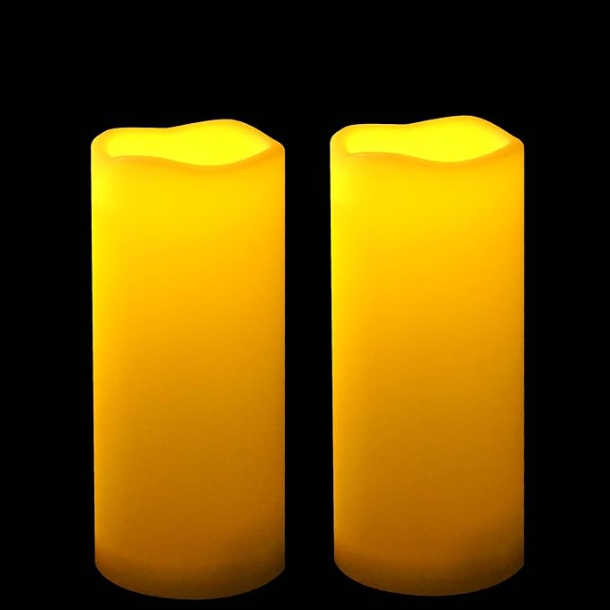 Waterproof Outdoor Battery Operated Flameless Candles with Auto Timer Flickering Plastic Resin Electric LED Pillar Lights for Lantern Patio Garden Wedding Party Decorations 3x7 Inches 3 Pack Ivory