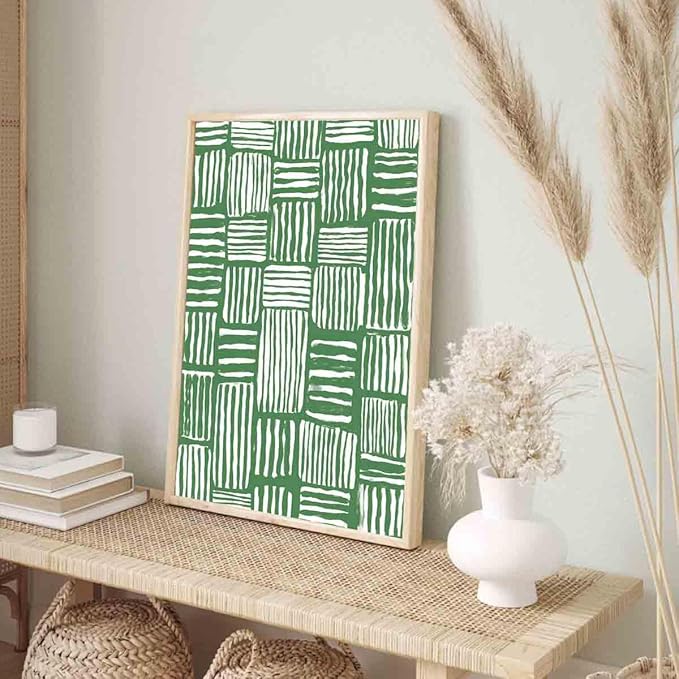 Green White Line Wall Art Abstract Lines Boho Minimalist Line Wall Art Mid Century Boho Print Sage Green Pictures Neutral Painting Abstract Modern Minimalist Living Room Decor 16x24inch No Frame