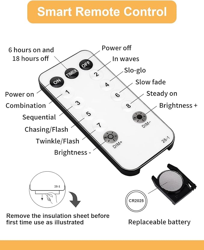 Globe String Lights 43 Ft 100 LED Fairy Lights Plug in with Remote Timer 8 Modes Connectable Twinkle Light for Bedroom Classroom Wedding Christmas Indoor Outdoor Decor, Warm White