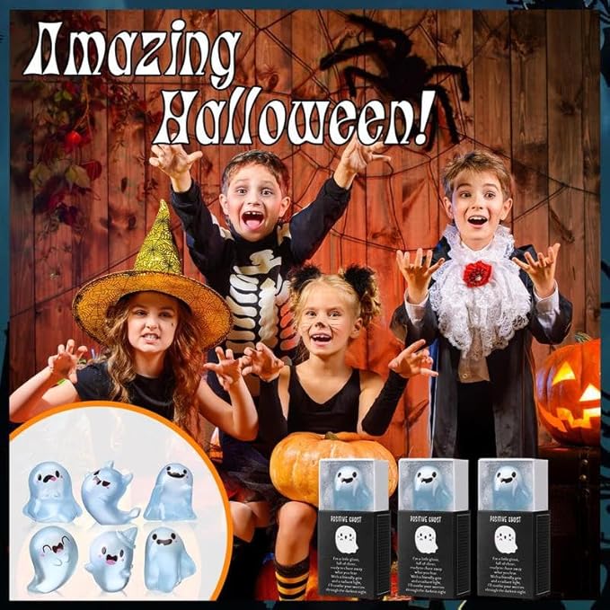 32 Sets Halloween Mini Ghost Figures with Box, Glow in The Dark Mini Resin Ghosts, Luminous Ghost Miniature Resin Figurines for Halloween Party Favors (1PCS A)