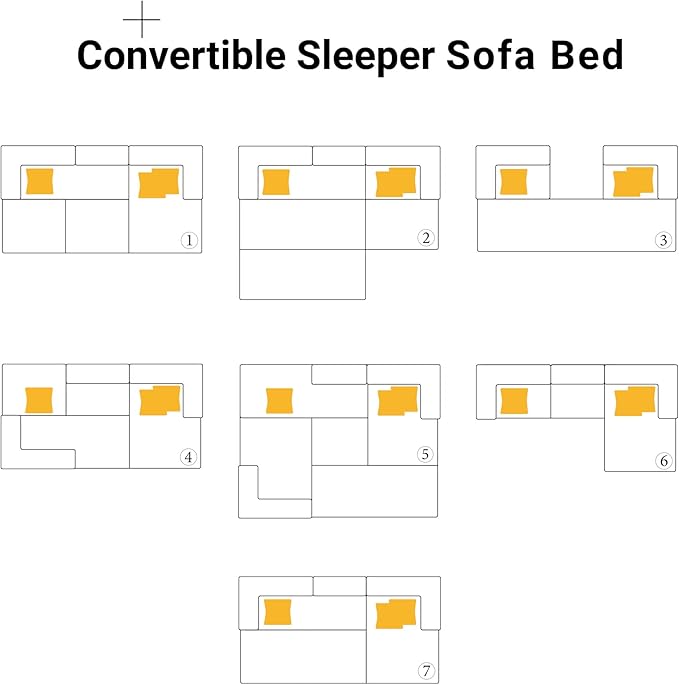 108" Oversized Convertible Sleeper Sofa Bed, Corduroy L Shape Sectional Couch, Folding Sofa Bed with Side Pocket, Modern Cloud Floor Mattress Couch, Modular Sofa for Living Room, Yellow