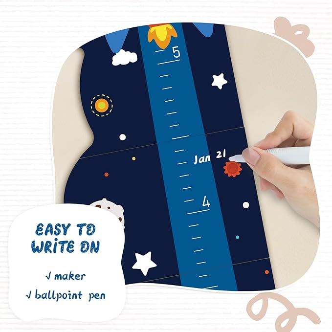 Personalized Name Growth Chart for Wall, Rocket Wood Height Chart for Kids, Height Measurement for Wall, Boy Girls Height Wall Chart Growth Measuring Ruler, Toddler Playroom Decor