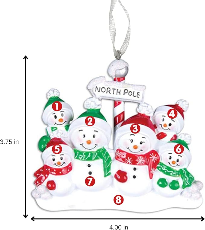 2025 Family Christmas Ornament β Personalized Ornament for Families β Custom Snowman Family Ornament β Holiday Tree Decoration Keepsake Gift (Snowman Family of 6)