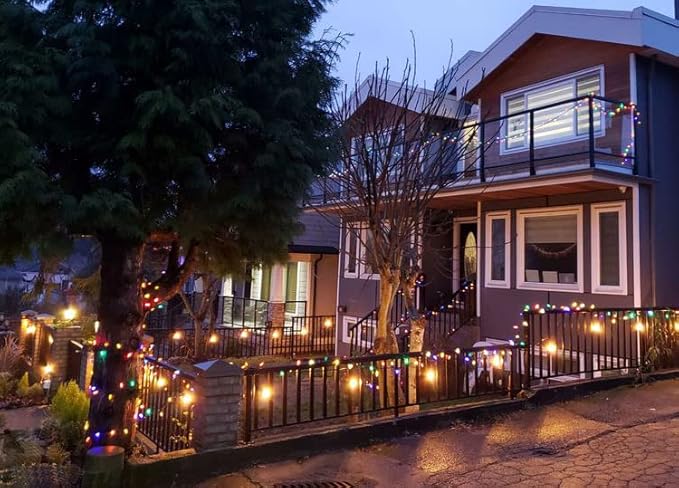 Solar Christmas Tree Lights Outdoor Solar Christmas Lights for Christmas Decorations, 100 LED C6 Strawberry Christmas Fairy Lights for Xmas Tree Garden Yard Patio Arbor Decor(Multicolor, 8 Modes)