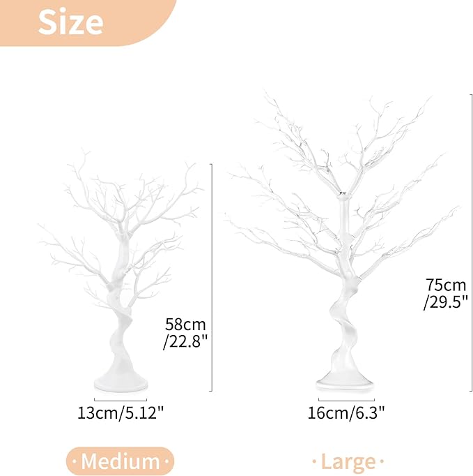 Nuptio Artificial Trees Decorative Trees: 2 Pcs White Twig Trees 22.8in Tall Halloween Decorations Wedding Centerpiece for Tables Fake Easter Tree for Christmas Thanksgiving Birthday Party Decor