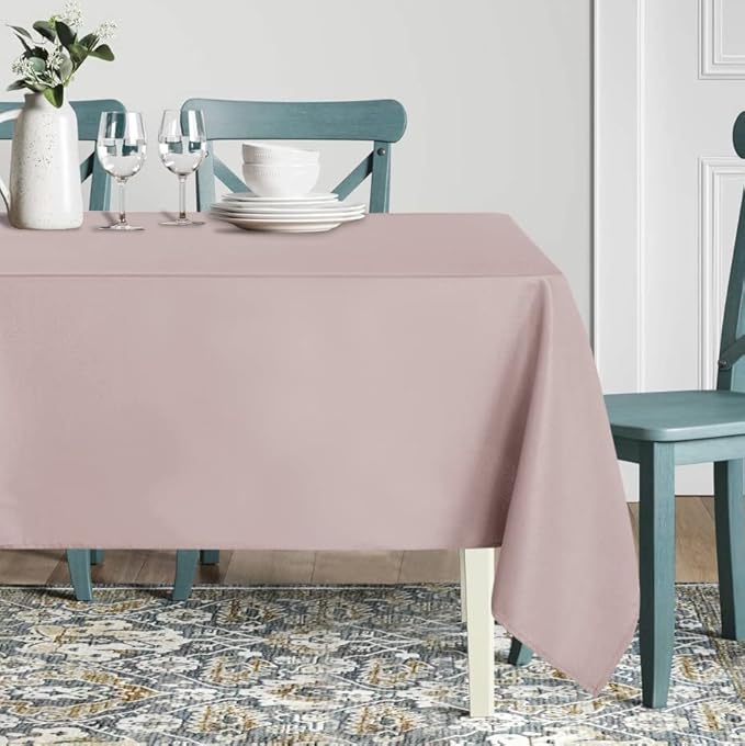 sancua Square Tablecloth - 54 x 54 Inch - Stain and Wrinkle Resistant Washable Polyester Table Cloth, Decorative Fabric Table Cover for Dining Tables, Buffet Parties and Camping, Blush