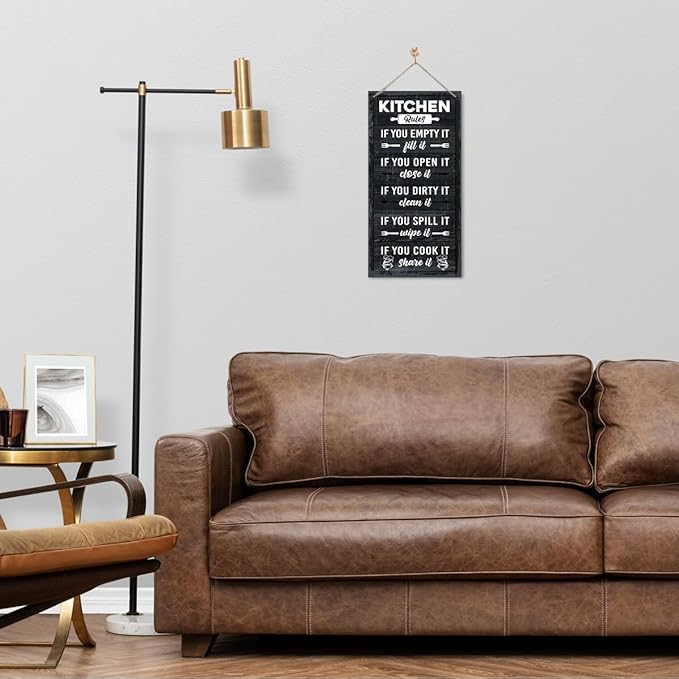 Hanging Kitchen Rules Wood Decor Sign, Rustic Kitchen Wooden Signs, Printed Wood Wall Art Sign, Kitchen Door Rules Rustic Sign, Hanging Wood Sign Kitchen Decor, Funny Farmhouse Kitchen Wall Décor A1