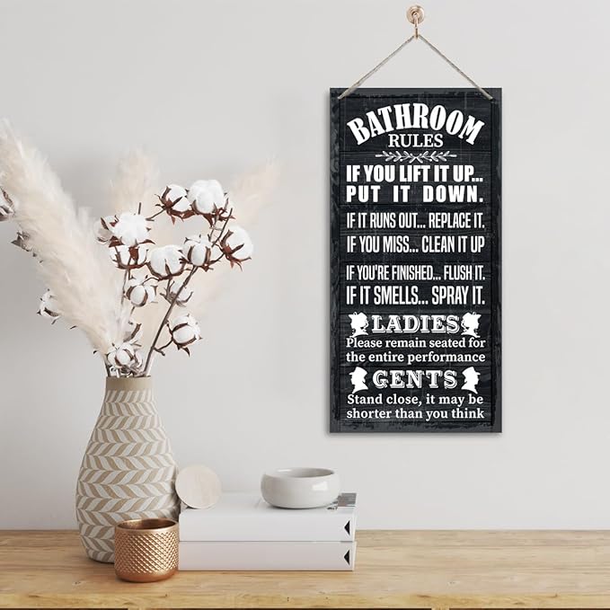 Rustic Bathroom Decor, Western Bathroom Decor, Funny Bathroom Signs Wall Decor, Bathroom Decor, Farmhouse Bathroom Decor, Country Bathroom Decor, Bathroom Signs, Bathroom Rules Wall Décor A1