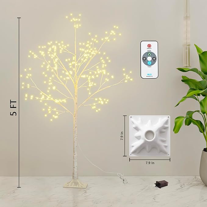 288 LED Birch Tree Lighted with Remote Control, Electric Plug in DIY Artificial Tree Lights, Fairy Spirit Tree lamp for Home Bedroom Christmas Party Indoor Decor Lights (Warm White)