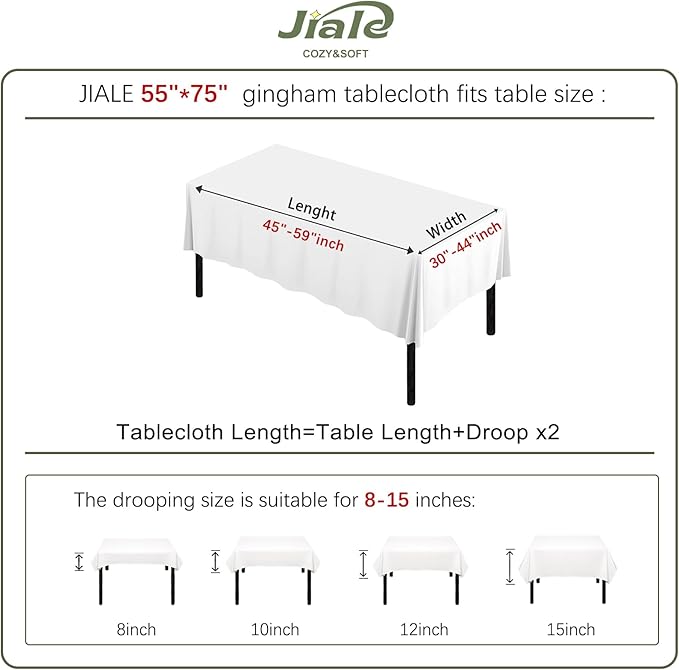 JIALE Gingham Tablecloth Rectangle Cotton Linen Fabric Checkered Table Cloth with Tassel Washable Wrinkle Free Buffalo Plaid Table Cover for Outdoor Party Picnic Kitchen Dining, Pink, 55x75