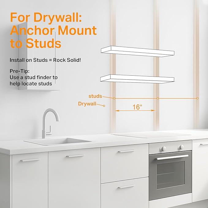 BAYKA Floating Shelves for Wall, 36 inches Wall Mounted Rustic Wood Shelves for Bathroom, Bedroom, Living Room, for Storage/Decor with 30lbs Capacity๏ผWhite,Set of 3