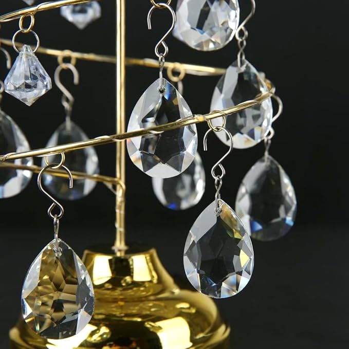 10pcs 38mm Crystal Suncatcher, Hanging Clear Teardrops Crystals Chandelier Parts Prisms Pendants with Hook for Windows Lamp Christmas Tree Decorations Home Decor