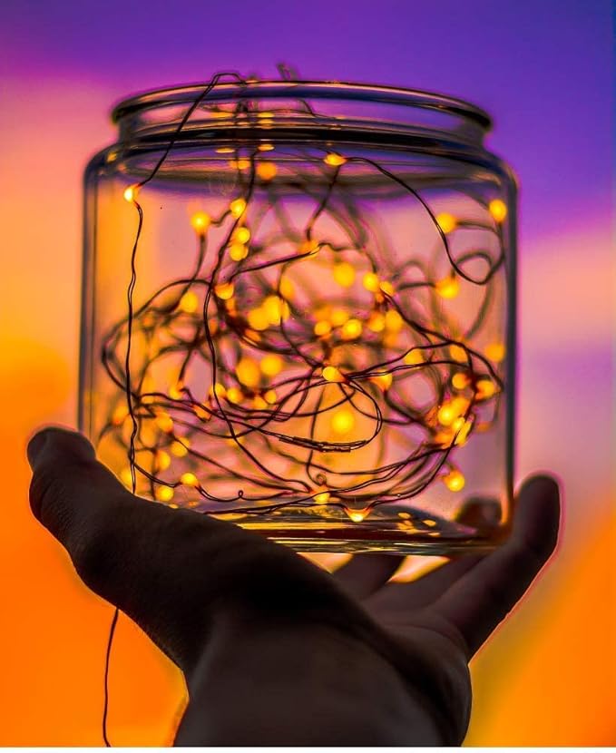 suddus 33ft 100 LED Outdoor String Lights, Warm White Fairy Lights Battery Operated with Remote, Led Twinkle Lights for Bedroom, Dorm, Backyard, Wedding, Tree, Mason Jar, Wall, Christmas